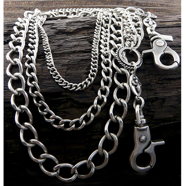 Mens stainless steel jeans chain - multi row