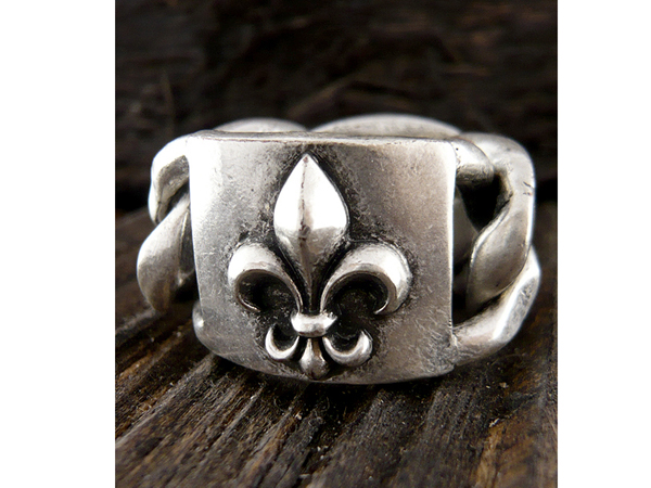 Mens stainless steel ring - fleur de lis