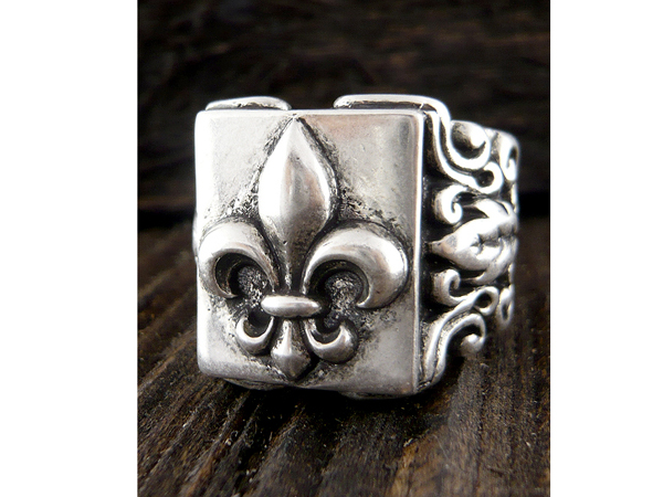 Mens stainless steel ring - fleur de lis