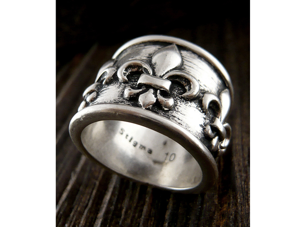 Mens stainless steel ring - fleur de lis