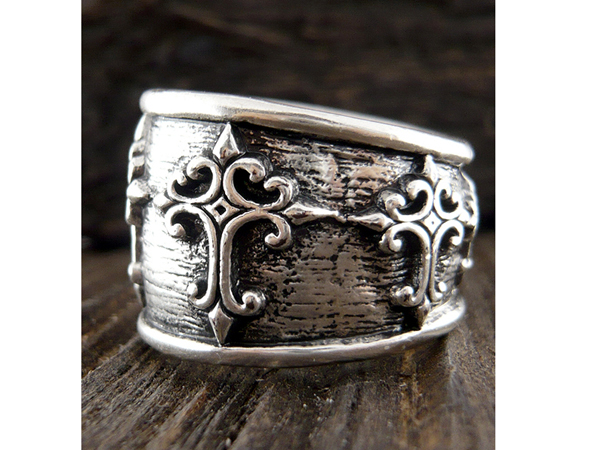 Mens stainless steel ring - cross