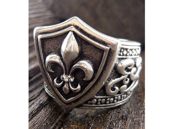 Mens stainless steel ring - fleur de lis