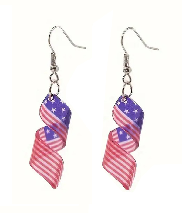 Patriotic theme american flag acrylic earring