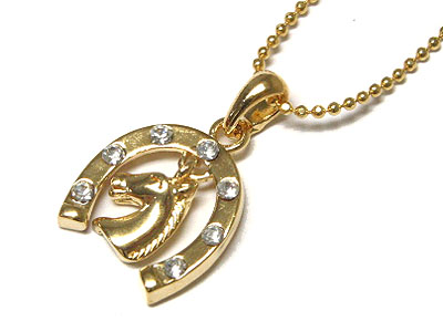 Crystal westrn theme horse shoe necklace