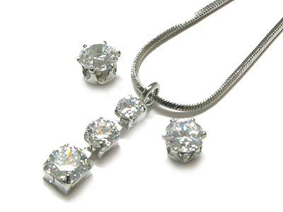 Three crystal drop necklace set