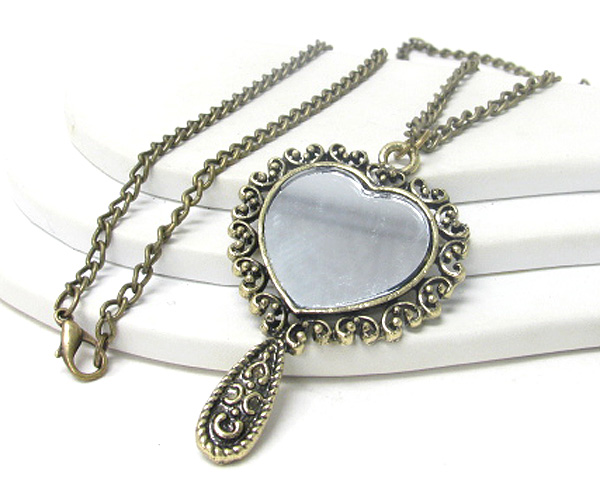 Hand mirror pendant necklace