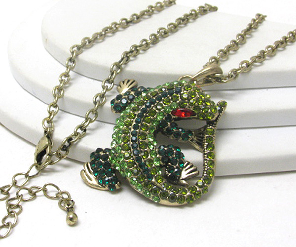 Crystal stud lizard pendant necklace