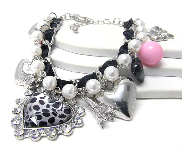 Designer style multi heart deco bracelet