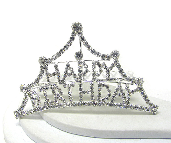 Rhinestone tiara comb - happy birthday