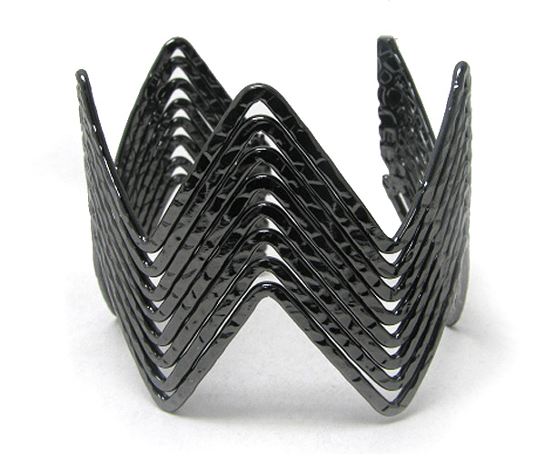 Architectural multi bent wire link bangle bracelet