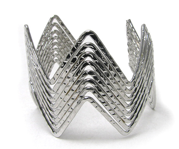 Architectural multi bent wire link bangle bracelet