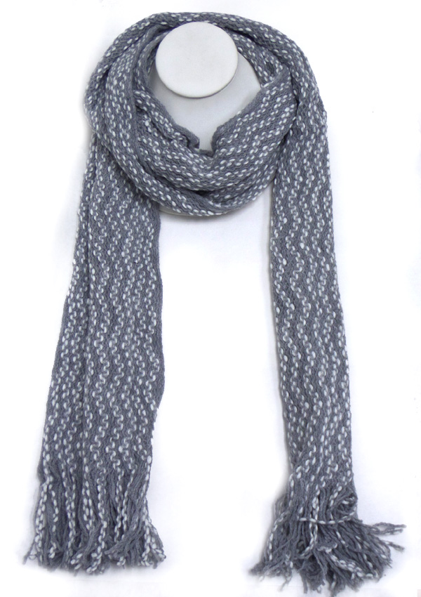 Knit and fringe scarf