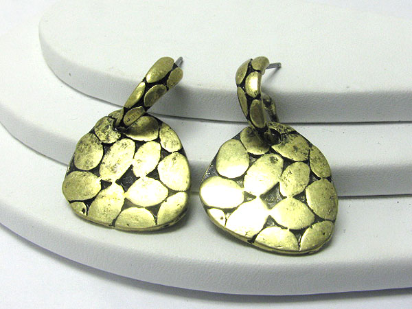 Burnish metal patterned earring