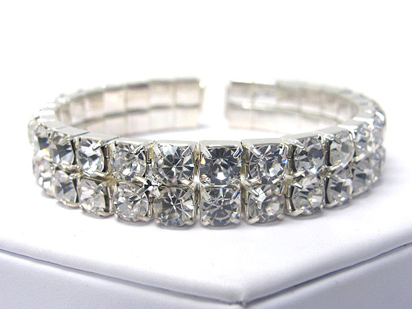 Double line 10mm crystal coil stretch bracelet