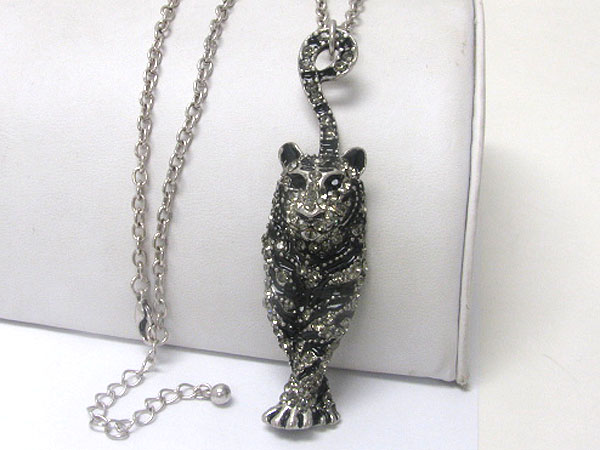 Crystal deco tiger design necklace