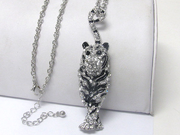 Crystal deco tiger design necklace