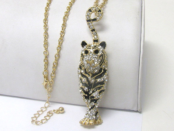 Crystal deco tiger design necklace