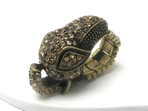 Crystal deco elephant stretch ring