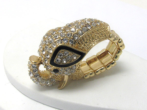 Crystal deco elephant stretch ring