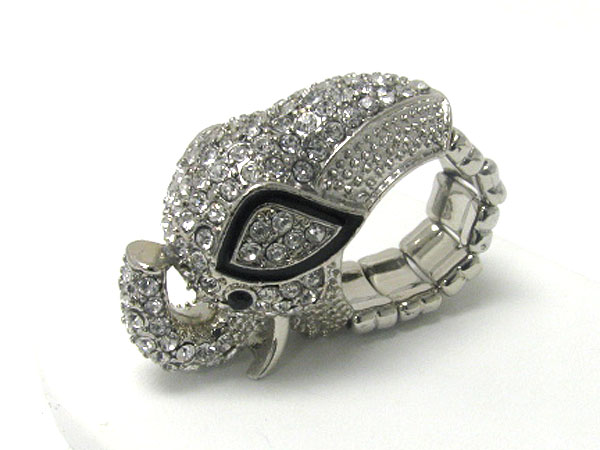 Crystal deco elephant stretch ring