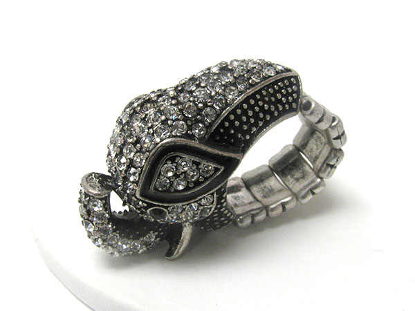 Crystal deco elephant stretch ring