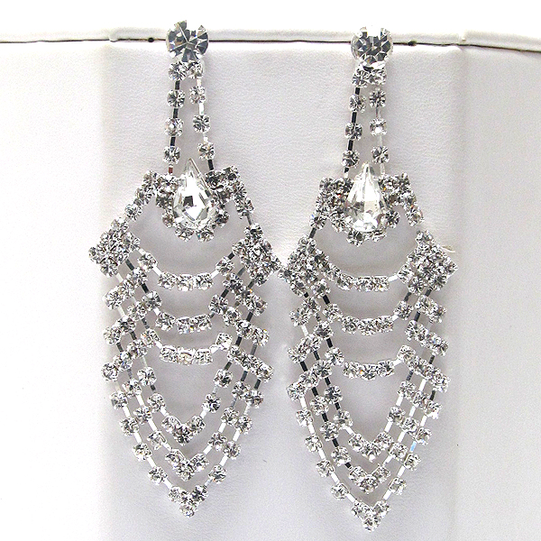 Tear drop glass with rhinestone arrowhead dangle drop earring