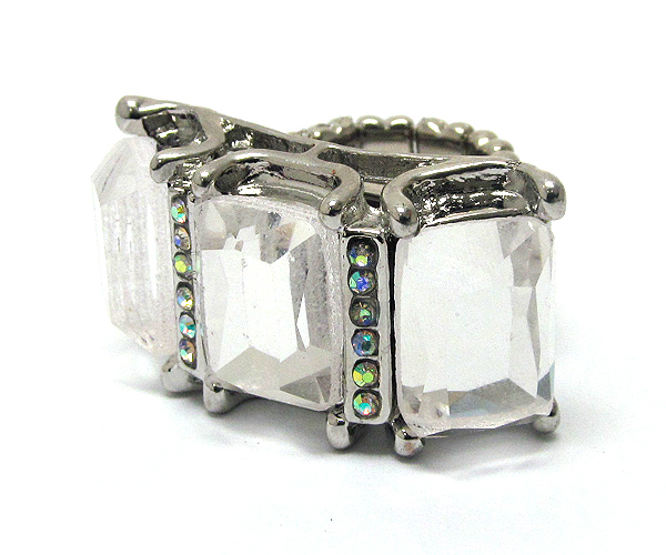 Crystal with three rectangle on stretch ring