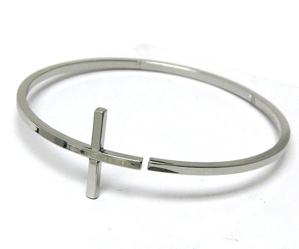 Metal thin plain cross cuff bangle