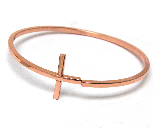 Metal thin plain cross cuff bangle