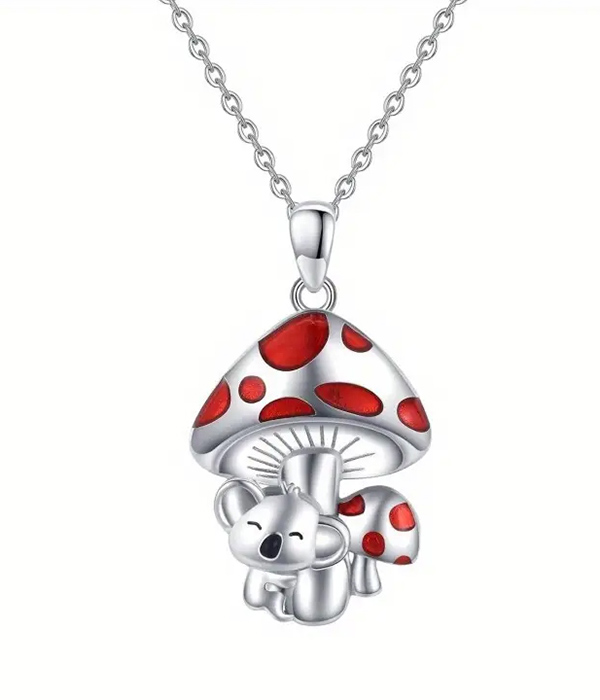 Mushroom and koala necklace