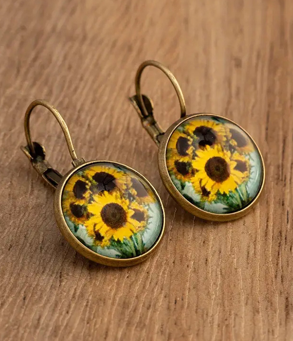 Retro flower earring - sunflower