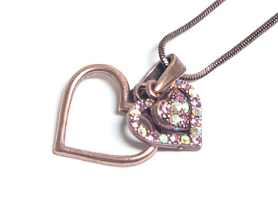 Muti color crystal heart in heart necklace-maid in korea