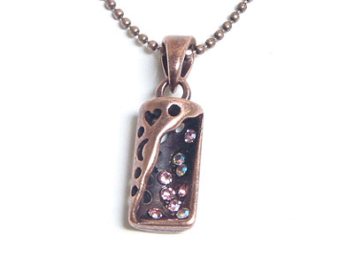 Muti color crystal cylinder pendent necklace - maid in korea