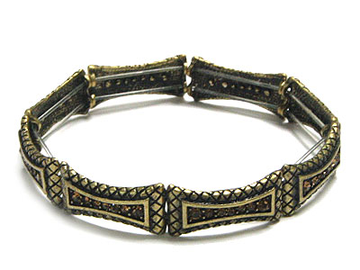 Crystal single line deco metal stretch bracelet