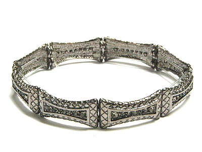 Crystal single line deco metal stretch bracelet