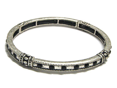 Crystal single line deco metal stretch bracelet