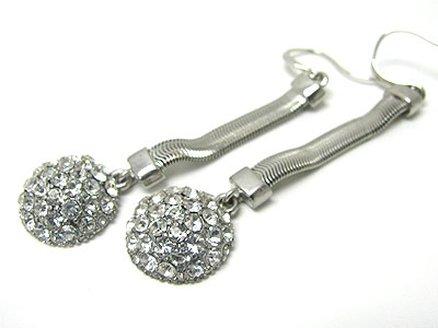 Crystal stud round drop earring