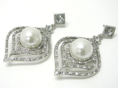 Boutique quality austrian crystal and pearl ball setting earring