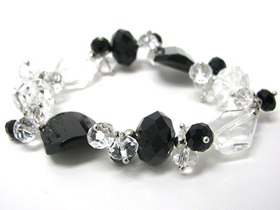 Crystal cut glass beads stretch bracelet