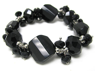 Crystal cut glass beads stretch bracelet