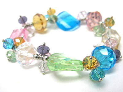 Crystal cut glass beads stretch bracelet