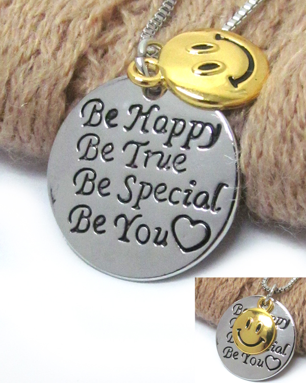 Inspiration message two piece pendant necklace-be you