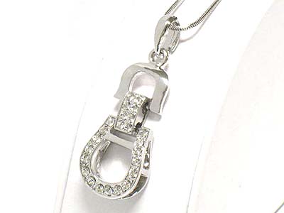 Crystal deco horse bit pendant necklace 