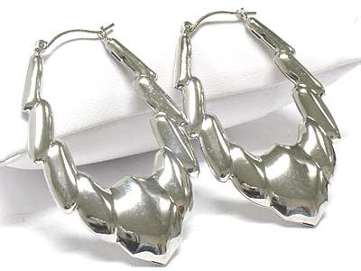 Hollowed metal large size hoop earring  - hoops