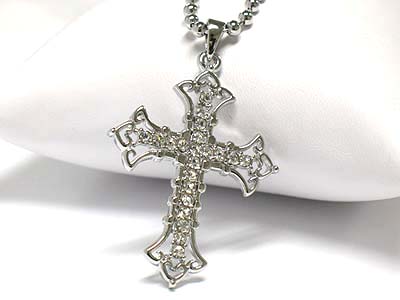 Crystal deco cross necklace