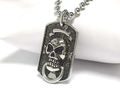 Warrior skeleton dogtag necklace