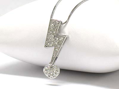 Made in korea whitegold plating crystal lightning flash pendant necklace