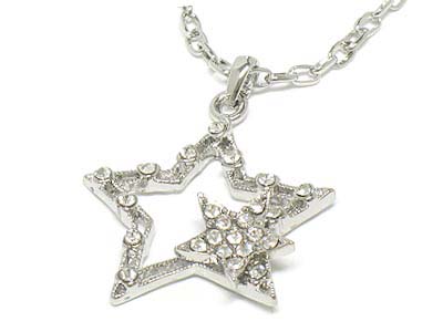 Boutique style crystal double star necklace 