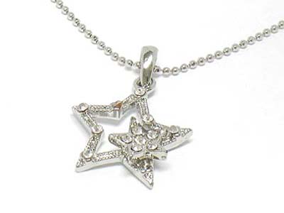 Crystal star and star pendant necklace