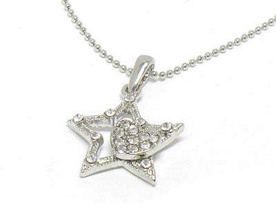 Crystal star and heart pendant necklace 